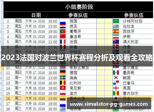 2023法国对波兰世界杯赛程分析及观看全攻略 2023法国对波兰世界杯赛程分析及观看全攻略